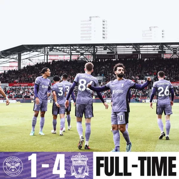 Liverpool wint gemakkelijk van Brentford 1-4